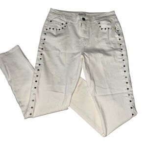 New Eric Ivory Studded Skinny Jeans Size 10 Summer Stylish Classic